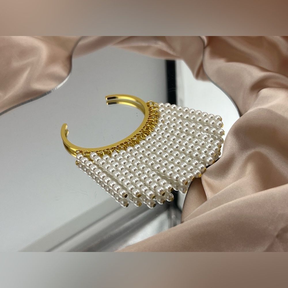 Gold & Pearl Fringe Bracelet – Glamorous and Unique - Picture 9 of 9